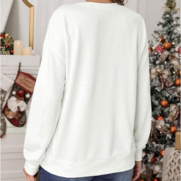 White Plain Crew Neck Pullover Sweatshirt - Picture 11 of 14